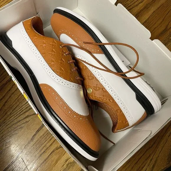 Puma Men's Arnold Palmer Golf Shoes Size 9 - 12 White Leather Brown - Picture 8 of 8